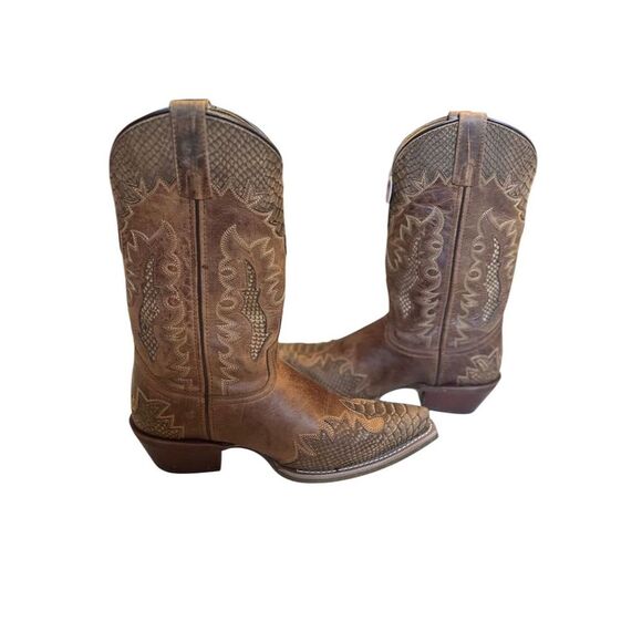Laredo Men's Lexington Brown Python Print Western Boots Size 9 EW - Picture 3 of 10
